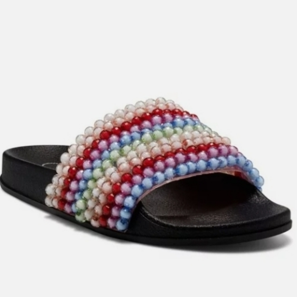 Jessica Simpson Saycie pool  Slide Sandal with bead embellishments Sz 6 NEW.